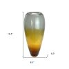 19" Clear & Brown Ombre Glass Table Vase – Modern Art Glass Accent