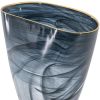 9" Charcoal Abstract Swirl Art Glass Vase – Gold Rim