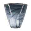 9" Charcoal Abstract Swirl Art Glass Vase – Gold Rim