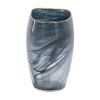 9" Charcoal Abstract Swirl Art Glass Vase – Gold Rim