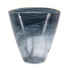 9" Charcoal Abstract Swirl Art Glass Vase – Gold Rim