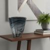 9" Charcoal Abstract Swirl Art Glass Vase – Gold Rim