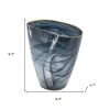 9" Charcoal Abstract Swirl Art Glass Vase – Gold Rim