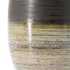 11" Brown & Bronze Striped Ceramic Round Table Vase – Metallic Accent