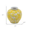 9" Yellow & White Chinoiserie Floral Porcelain Vase – Hand-Painted Plum Detail
