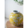 9" Yellow & White Chinoiserie Floral Porcelain Vase – Hand-Painted Plum Detail