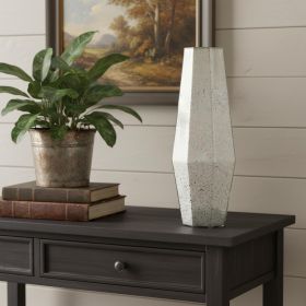 20" Antiqued Silver Glass Cylinder Table Vase – Weathered Statement Accent