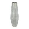 20" Antiqued Silver Glass Cylinder Table Vase – Weathered Statement Accent