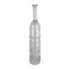 25" Antiqued Silver Floral Glass Bottle Vase – Weathered Metallic Statement