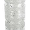 25" Antiqued Silver Floral Glass Bottle Vase – Weathered Metallic Statement