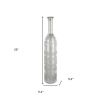 25" Antiqued Silver Floral Glass Bottle Vase – Weathered Metallic Statement