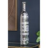 30" Antiqued Silver Floral Glass Bottle Vase – Etched Vintage Tabletop Accent