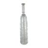 30" Antiqued Silver Floral Glass Bottle Vase – Etched Vintage Tabletop Accent