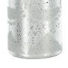 30" Antiqued Silver Floral Glass Bottle Vase – Etched Vintage Tabletop Accent