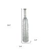 30" Antiqued Silver Floral Glass Bottle Vase – Etched Vintage Tabletop Accent