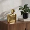 10" Gold Ceramic Table Vase – Electroplated Modern Decorative Accent