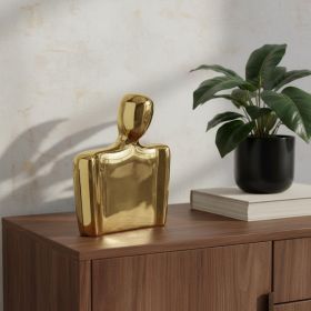 10" Gold Ceramic Table Vase – Electroplated Modern Decorative Accent