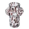 8" Amber & Clear Abstract Glass Cylinder Vase – Modern Two-Tone Tabletop Accent