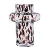 8" Amber & Clear Abstract Glass Cylinder Vase – Modern Two-Tone Tabletop Accent