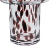 8" Amber & Clear Abstract Glass Cylinder Vase – Modern Two-Tone Tabletop Accent