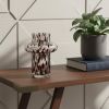 8" Amber & Clear Abstract Glass Cylinder Vase – Modern Two-Tone Tabletop Accent