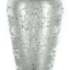20" Antiqued Silver Etched Floral Glass Vase – Vintage Round Statement