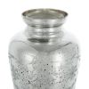 20" Antiqued Silver Etched Floral Glass Vase – Vintage Round Statement