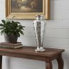 20" Antiqued Silver Etched Floral Glass Vase – Vintage Round Statement
