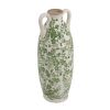 16" Green & White Leaf Ceramic Amphora Vase – Botanical Accent