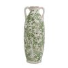 16" Green & White Leaf Ceramic Amphora Vase – Botanical Accent