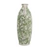 16" Green & White Leaf Ceramic Amphora Vase – Botanical Accent
