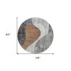 Gray Charcoal & Brown Abstract Round Washable Rug – Indoor/Outdoor