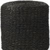 Black Jute Round Pouf Ottoman – Boho Natural Fiber Accent
