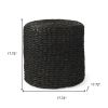 Black Jute Round Pouf Ottoman – Boho Natural Fiber Accent