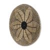 Mekhi Black & Light Brown Floral Seagrass Circle Hanging Dimensional Sculpture – Modern Natural Wall Art