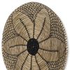 Mekhi Black & Light Brown Floral Seagrass Circle Hanging Dimensional Sculpture – Modern Natural Wall Art