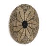 Mekhi Black & Light Brown Floral Seagrass Circle Hanging Dimensional Sculpture – Modern Natural Wall Art