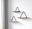 Black & Mango Wood Triangle Wall Shelf Set (3‑Piece)