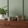 Set of Two Antiqued Gold Metal Decorative Boxes