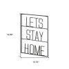 Black “Let’s Stay Home” Metal Wall Decor – Modern Text Accent