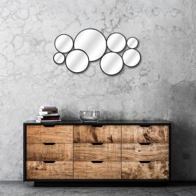 Black Metal Round Cojoined Accent Mirrors – Set of Eight