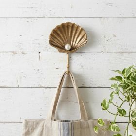Gold Cast Iron Seashell Wall Hook – Coastal Decorative Accent