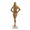 Gold & White Aluminum and Marble Woman Tabletop Sculpture – Modern Geometric Accent