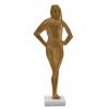 Gold & White Aluminum and Marble Woman Tabletop Sculpture – Modern Geometric Accent
