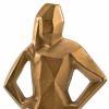 Gold & White Aluminum and Marble Woman Tabletop Sculpture – Modern Geometric Accent