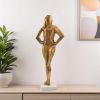 Gold & White Aluminum and Marble Woman Tabletop Sculpture – Modern Geometric Accent