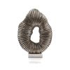Silver & White Aluminum and Marble Tabletop Sculpture – Modern Abstract Accent