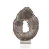 Silver & White Aluminum and Marble Tabletop Sculpture – Modern Abstract Accent