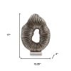 Silver & White Aluminum and Marble Tabletop Sculpture – Modern Abstract Accent