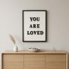 Black & White “You Are Loved” Framed Wall Decor – Modern Text Accent